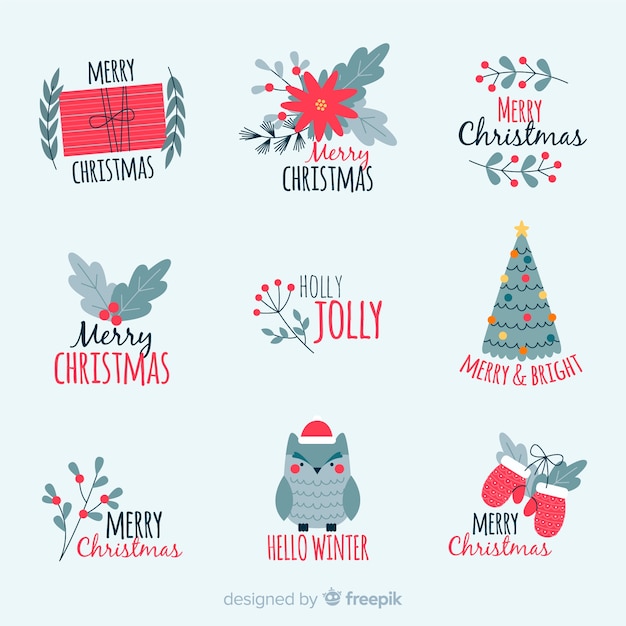 Free Vector | Christmas badge collection in flat design