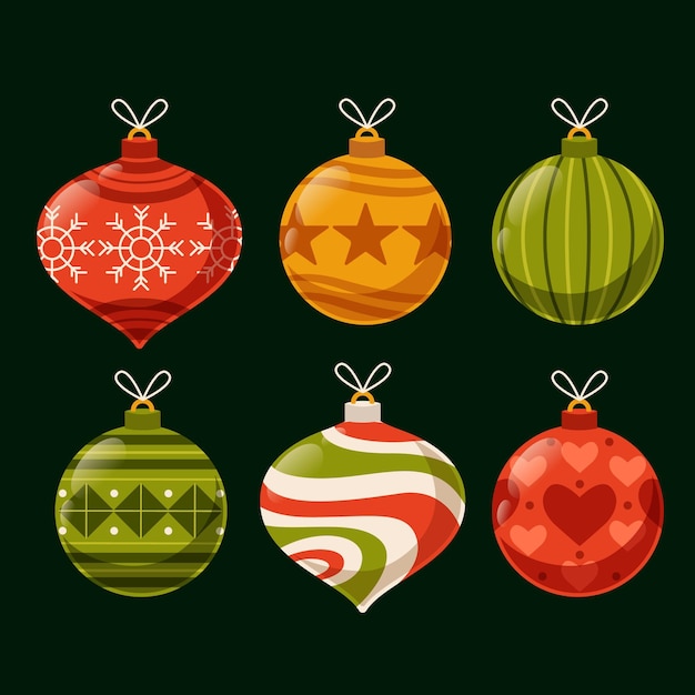 Premium Vector | Christmas ball ornaments flat design