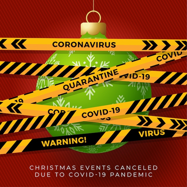 Premium Vector | Christmas ball and quarantine biohazard danger