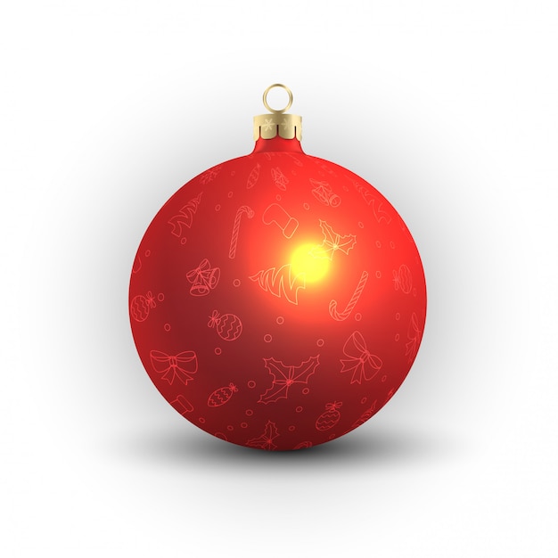 Premium Vector | Christmas ball with line style decorations