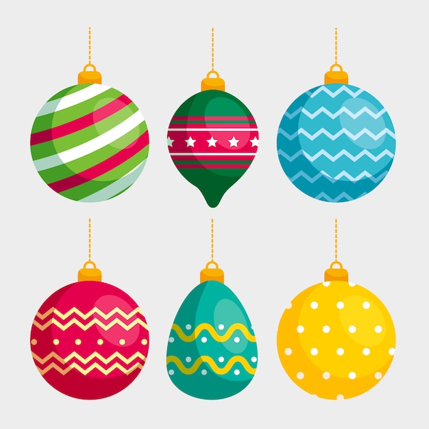 Christmas balls collection flat design Vector | Free Download