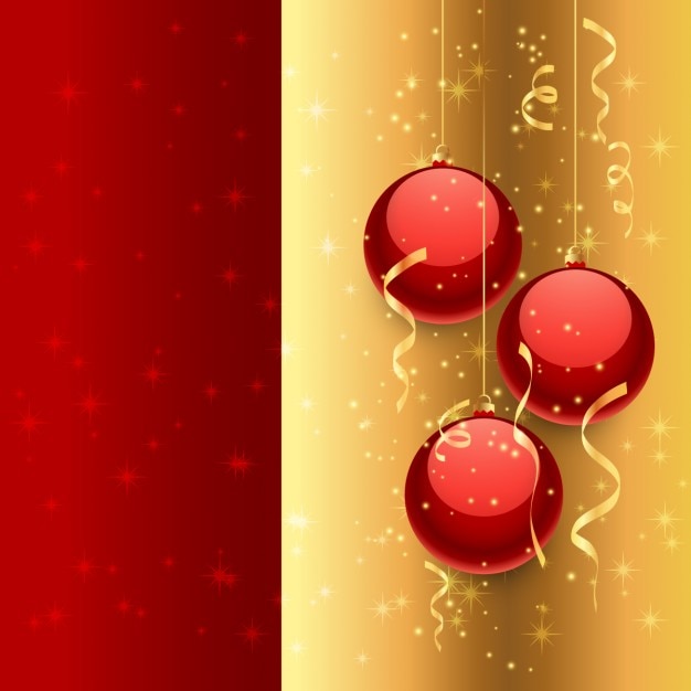 Christmas balls in golden and red\
background