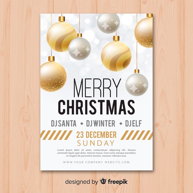 Christmas balls party flyer template | Free Vector