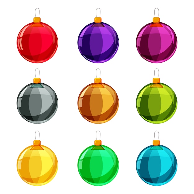 Premium Vector | Christmas balls. set of isolated cartoon decorations ...