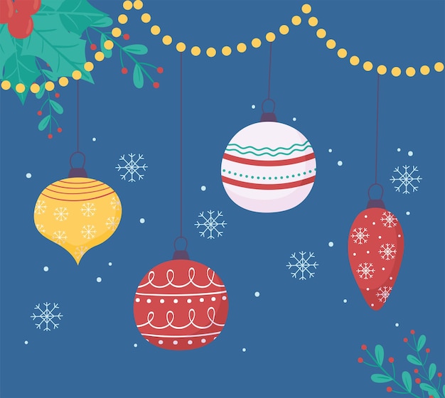 Premium Vector | Christmas balls and snowflakes