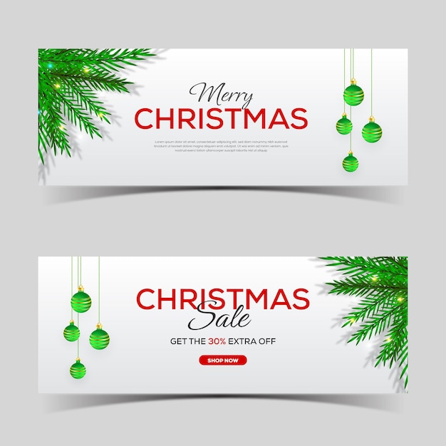 Premium Vector | Christmas banner design with pine branch