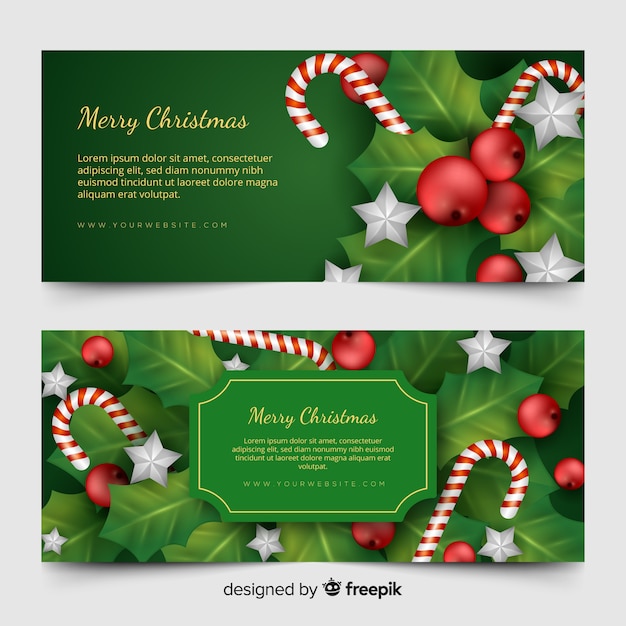 Download Christmas banner set | Free Vector