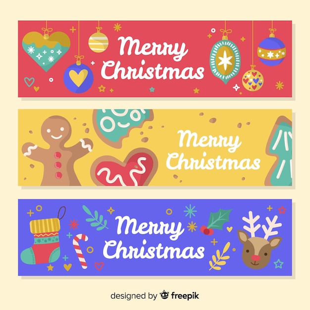 Christmas banners in flat style | Free Vector