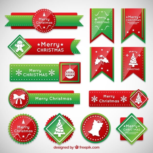 Christmas banners in red an green colors Vector | Free Download
