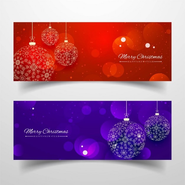 Free Vector | Christmas banners, red and purple colors