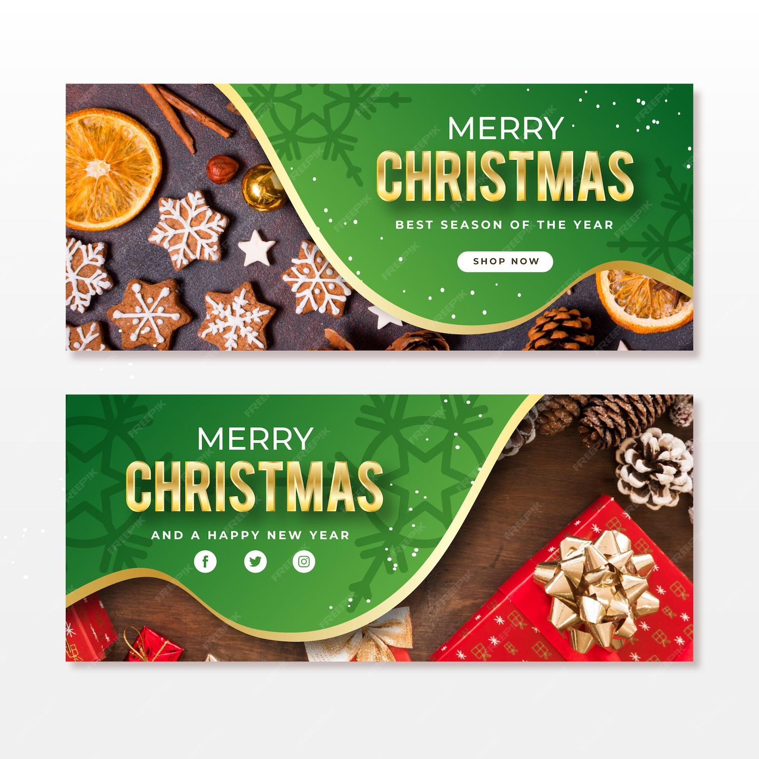 Free Vector Christmas banners template with with photo