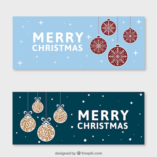 Free Vector | Christmas banners with baubles