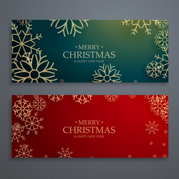 Christmas banners with golden snowflakes