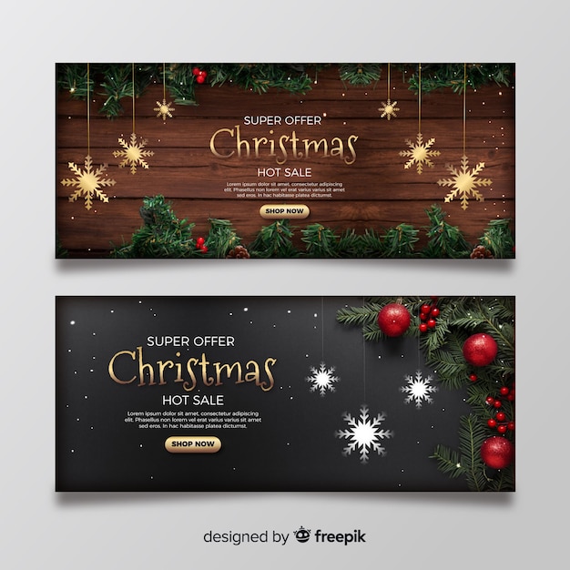 Christmas banners with photo Vector | Free Download