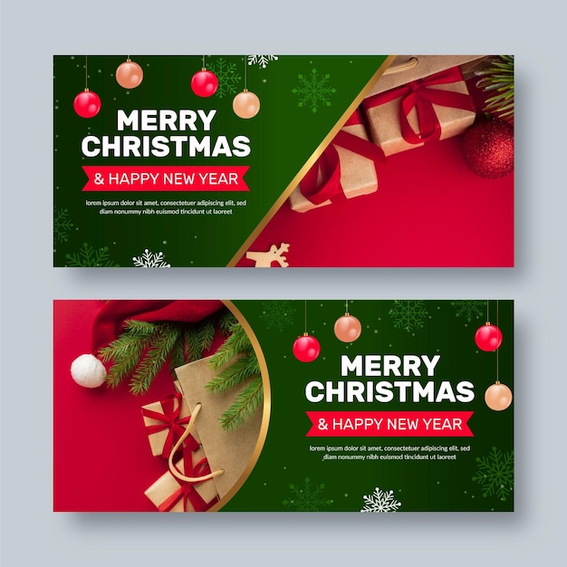 Free Vector | Christmas banners with photo