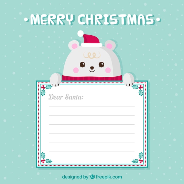 Christmas bear character with blank sign