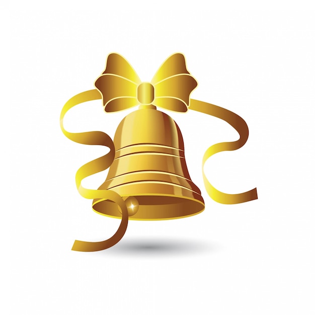 Christmas bells with gold ribbon | Premium Vector