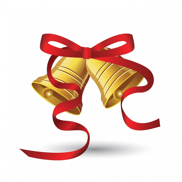 Download Christmas bells with red ribbon Vector | Premium Download