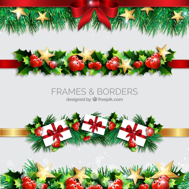 Christmas borders realistic style | Free Vector