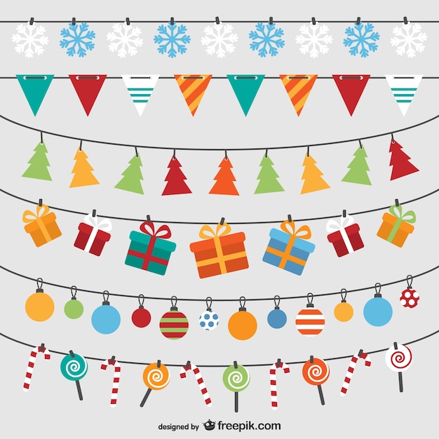 Download Christmas bunting pack | Free Vector
