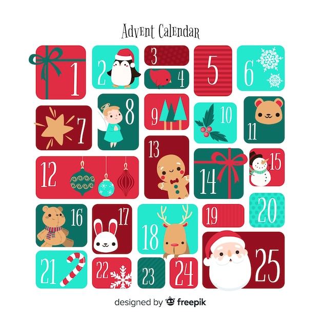 Free Vector Christmas calendar with lovely style