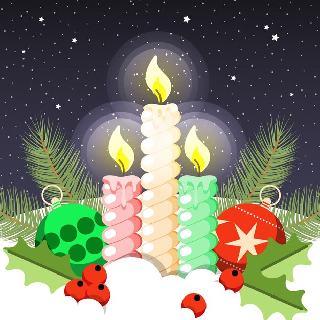 Free Vector | Christmas candle background in flat design