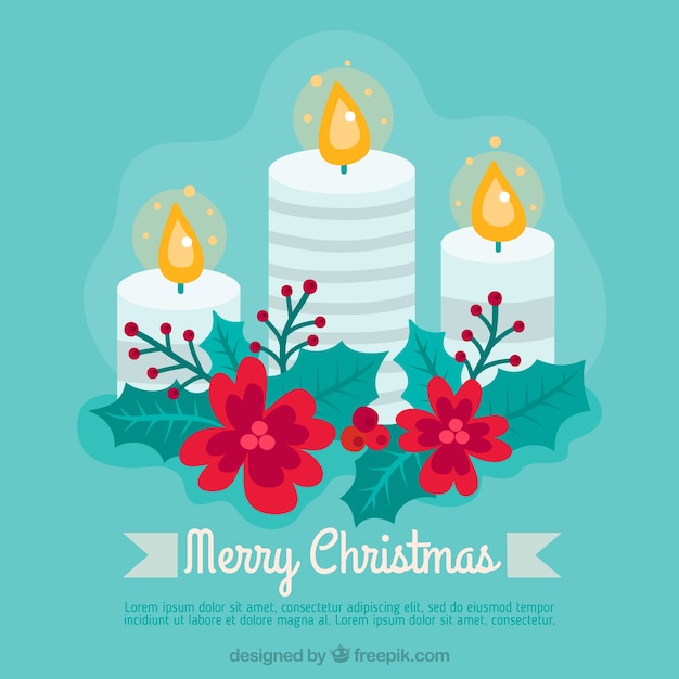 Free Vector Christmas Candles Decorated With Red Flowers