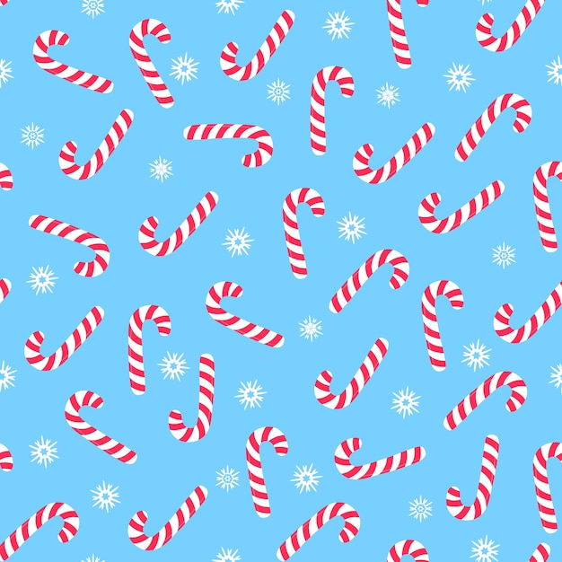 Premium Vector | Christmas candy cane. falling snowflakes. new year ...