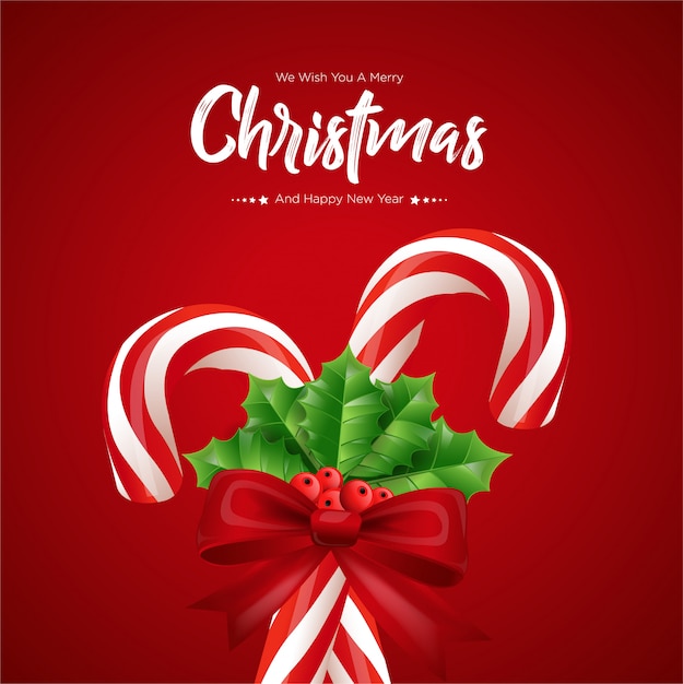 Christmas candy canes on red Vector | Premium Download