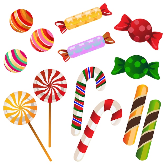 Premium Vector | Christmas candy set