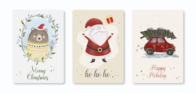 Premium Vector | Christmas card cute illustration template