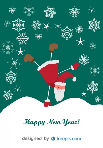 クリスマスカード面白いダンスサンタキャラクターデザイン 無料のベクター