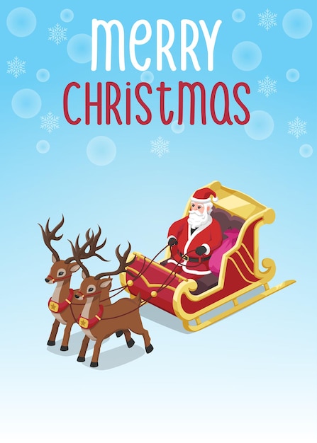 Premium Vector | Christmas card illustration isometric santa claus ride ...