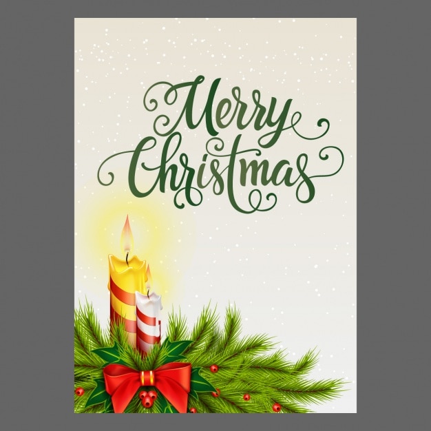 Premium Vector | Christmas card with candles and pine branches