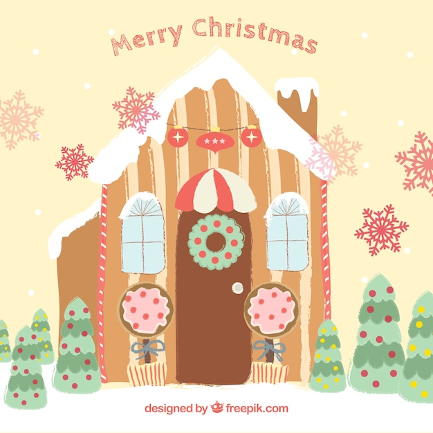 Download Premium Vector | Christmas card with cute gingerbread house