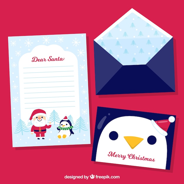 Christmas Card With Envelope Free Vector