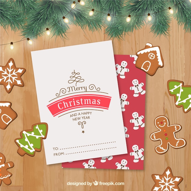 Free Vector | Christmas card with gingerbread cookies