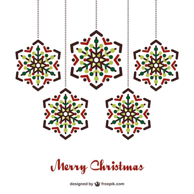 Download Free Vector | Christmas card with hanging ornaments
