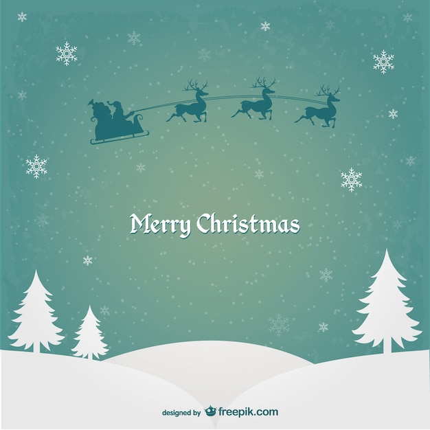 Free Vector | Christmas card with santa claus and reindeers