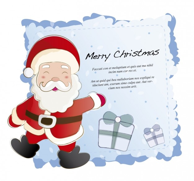 Christmas card with santa claus vector 