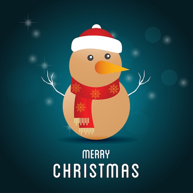 Premium Vector | Christmas card with snowman cartoon.