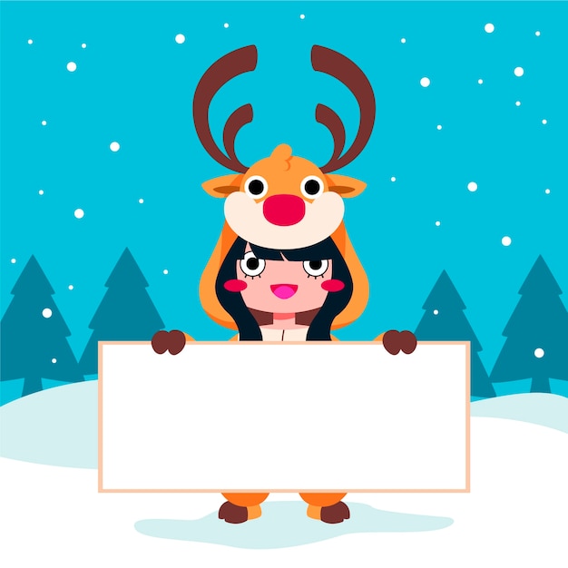 Download Christmas character holding banner | Free Vector