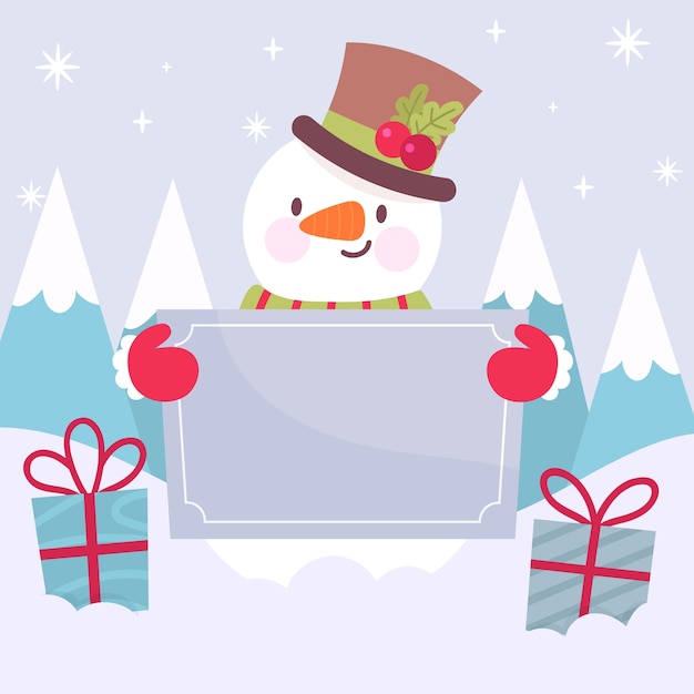 Download Christmas character holding blank banner | Free Vector