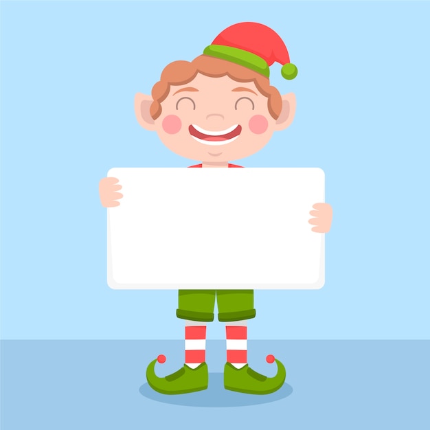 Free Vector | Christmas character holding blank banner