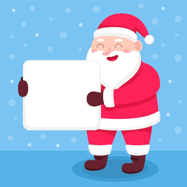 Free Vector | Christmas character holding blank banner