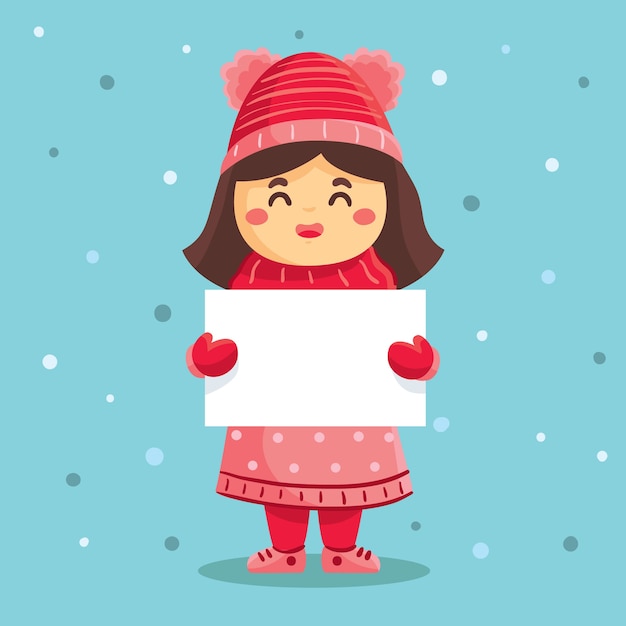 Download Christmas character holding blank banner Vector | Free ...