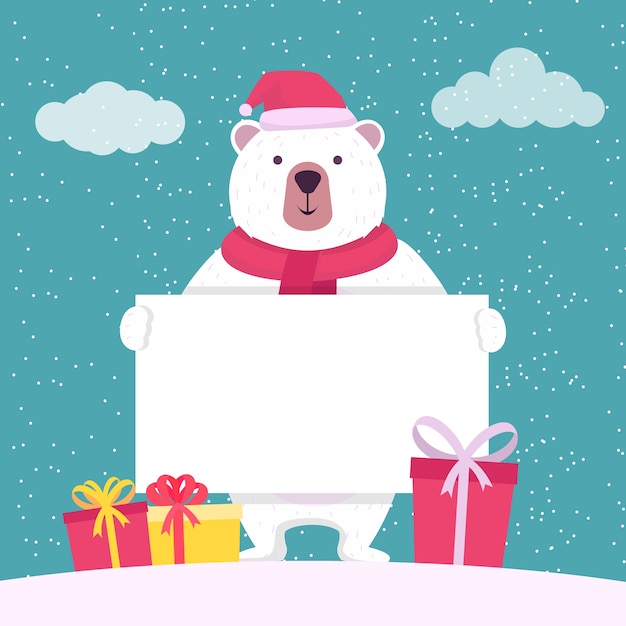 Download Christmas character holding blank banner | Free Vector