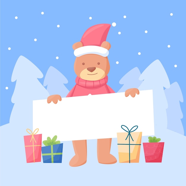 Download Christmas character holding blank banner Vector | Free ...