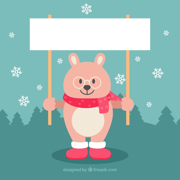 Christmas character with blank sign