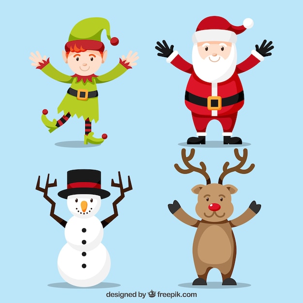 Free Vector | Christmas characters with arms stretched